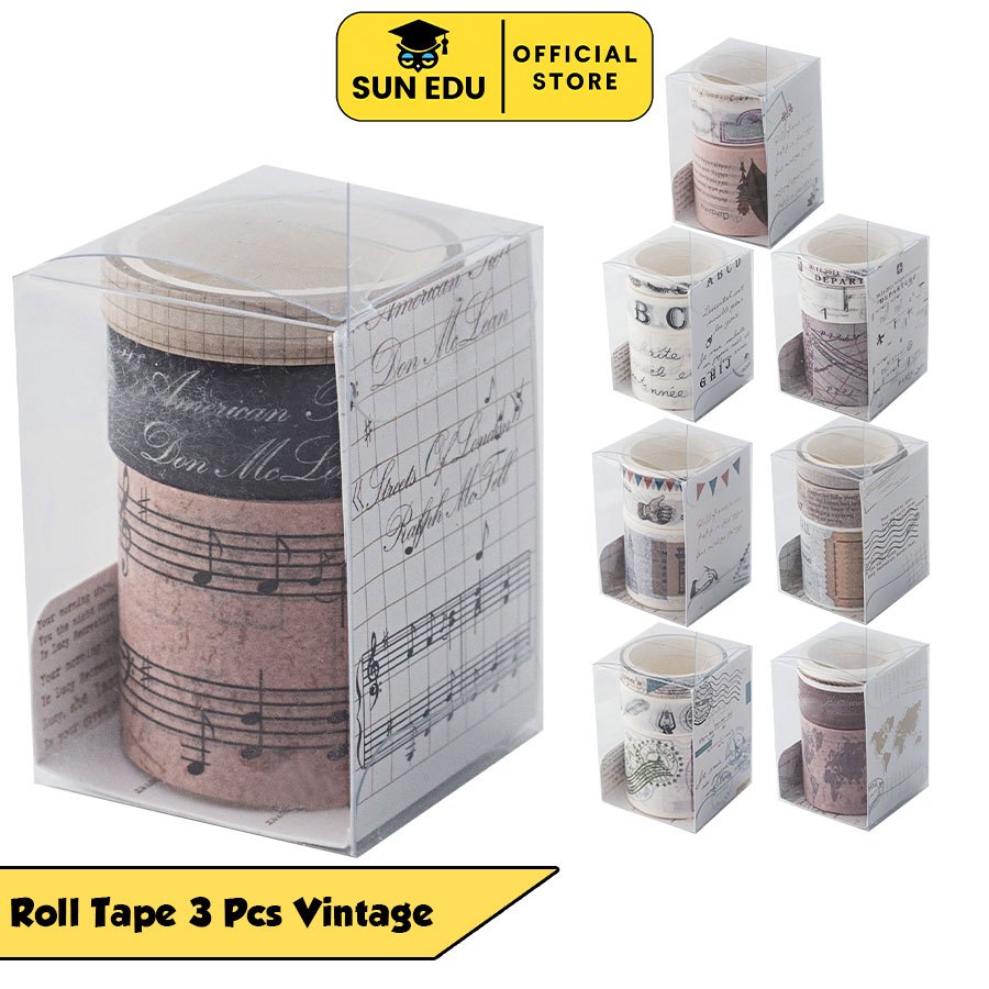 

Sticker 3 Roll Washi Tape Dekorasi Pastel Warna Motif Lucu Home Decor Journal Scrapbooking