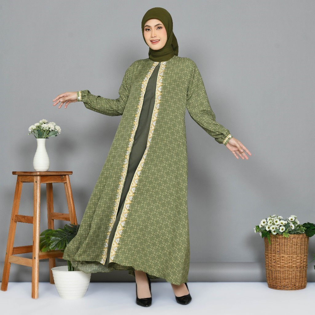 dress motif printing shakila premium / dress abaya gamis printing shakila premium