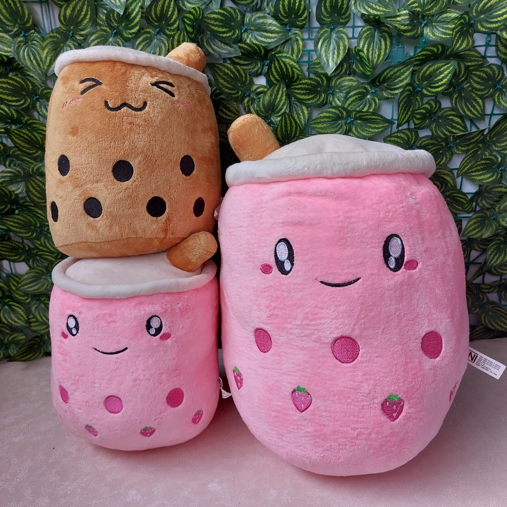 Boneka Boba Milk Tea ukuran XL L M Bahan Lembut Halus