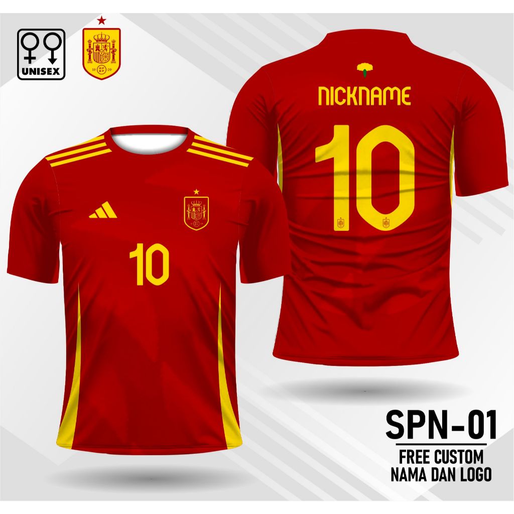 Jersey bola timnas spanyol 2024 baju olahraga seoakbola timnas spanyol eur01 unisek free custom