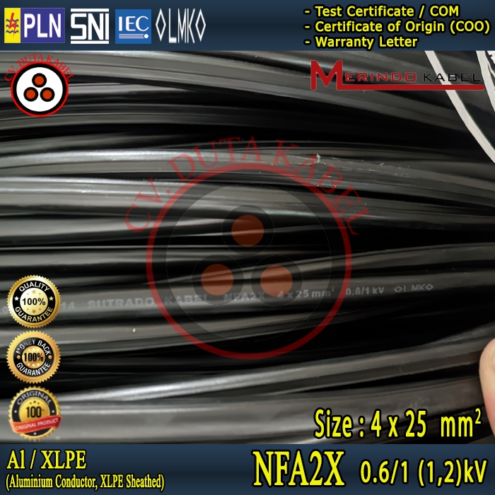 Kabel NFA2X 4x25 mm2 SUTRADO /Twisted Cable/Kabel Udara/Kabel TC/Kabel SR/4 x 25 mm2