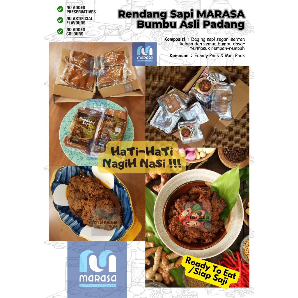 

Rendang Sapi Marasa - Bumbu Asli Minang - Siap Saji