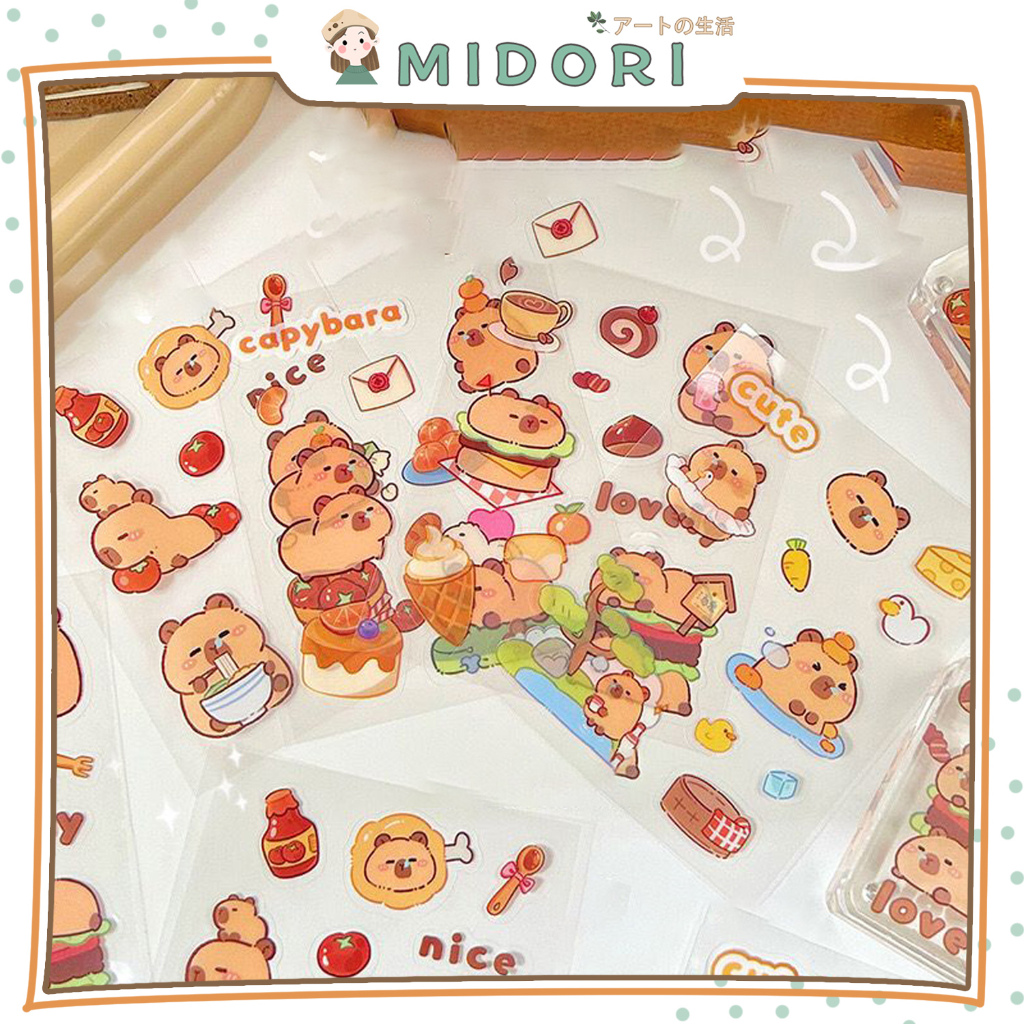 

[MIDORI] 1Pcs FUNNY ORANGE CAPYBARA Sticker Decor Planner DIY Scrapbook Stiker Dekor - B0459