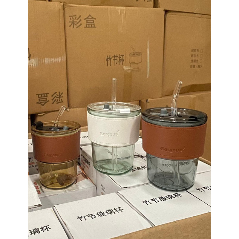 Gelas gorgous sedotan kaca no box (450ml)