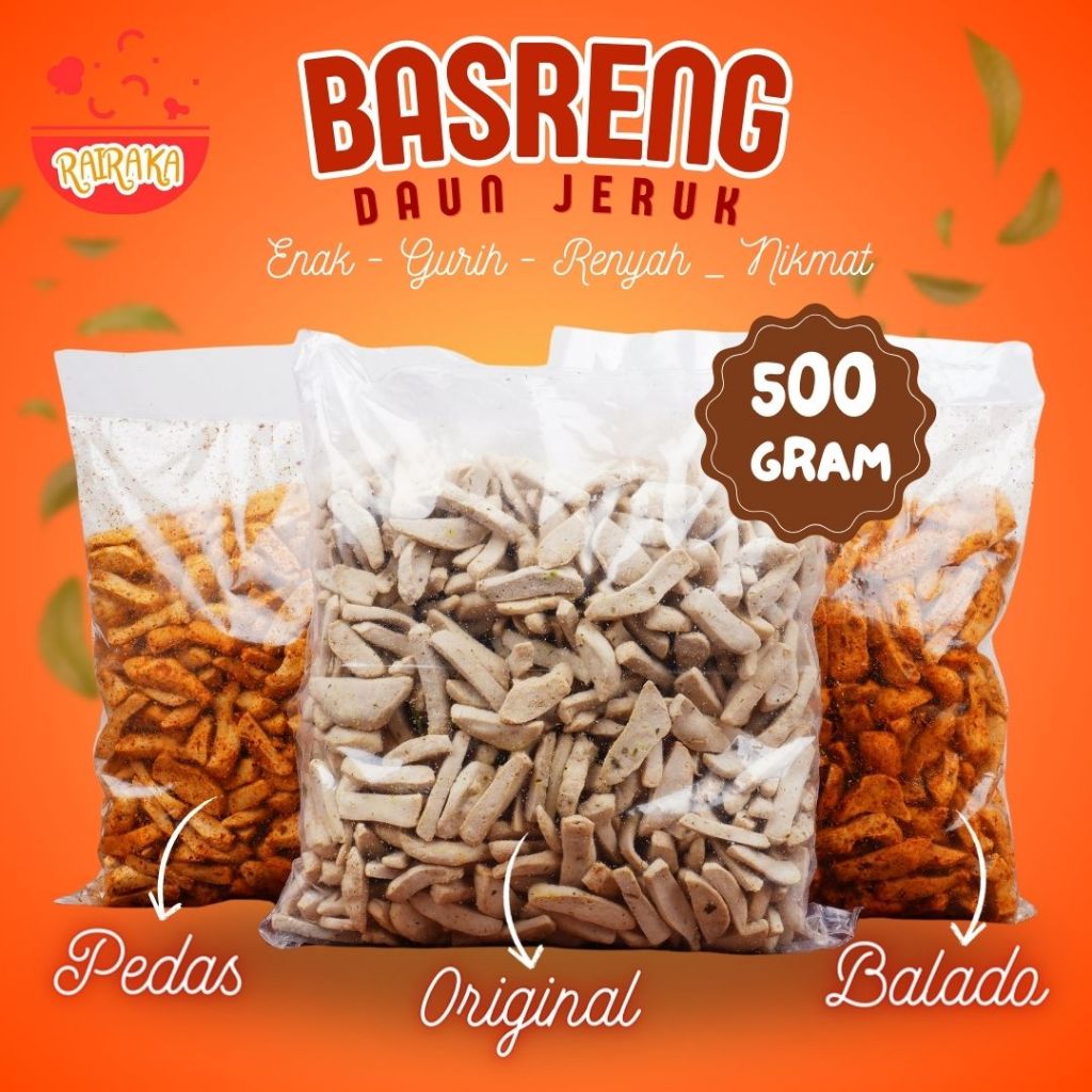 

Basreng Daun Jeruk / Basreng Pedas Daun Jeruk / Basreng Original / Cemilan Snack Viral - 500 Gram