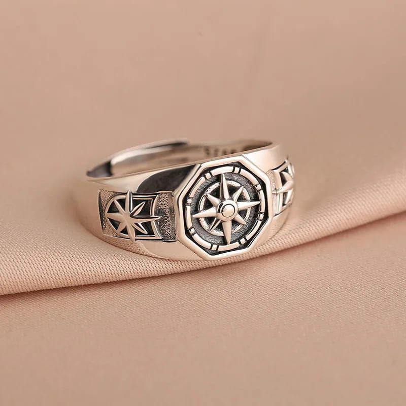 Cincin Light Pentagram (Ukuran Dapat Disesuaikan) Gaya Retro