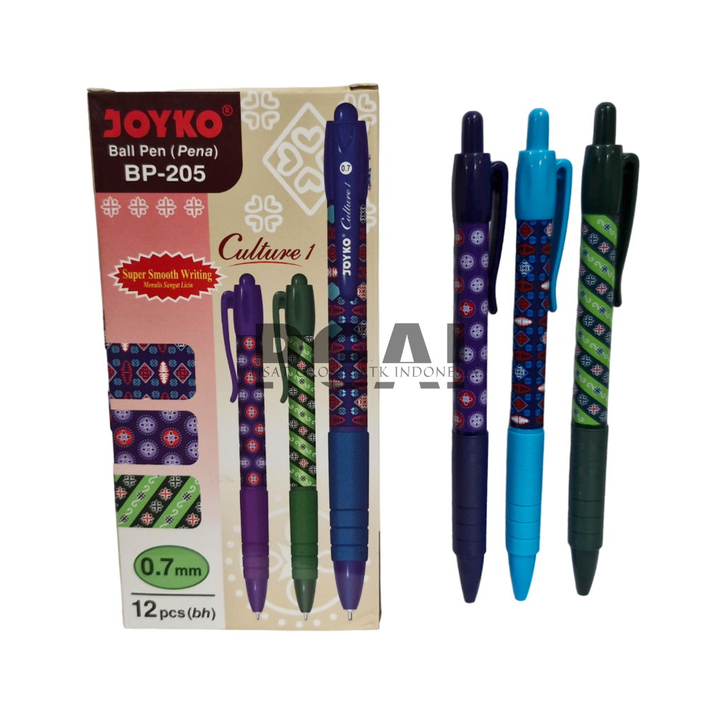 

BOLPOIN PULPEN BALL PEN JOYKO BP-205 0.7 MM 1 PACK ISI 12 PCS TINTA HITAM STATIONERY