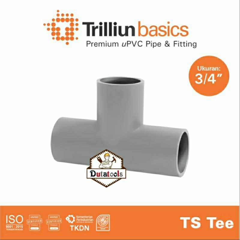 Tee pipa pvc 3/4" TRILLIUN/sambugan paralon pipa pvc/T cabang 3