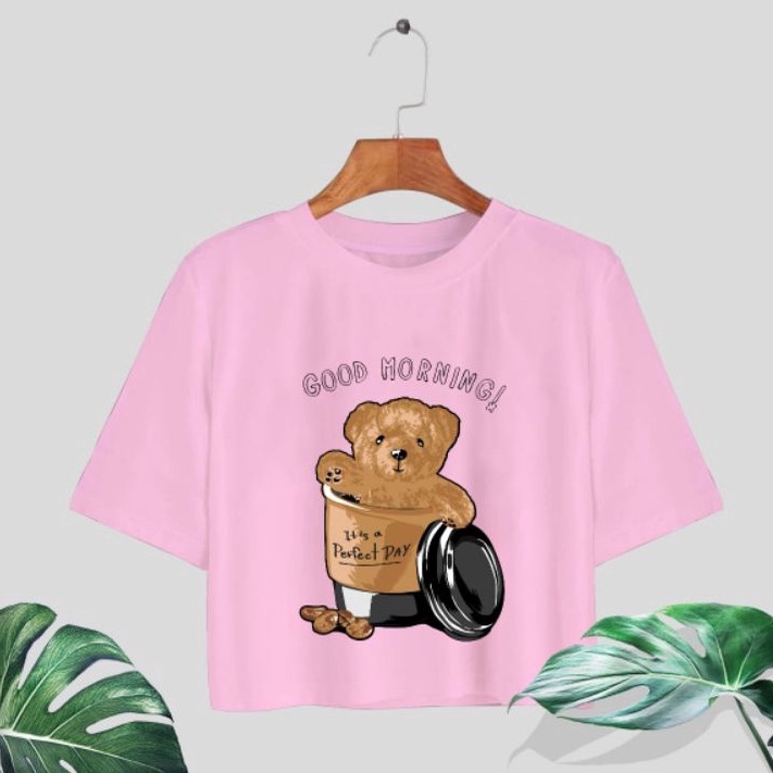Pesona OVERSIZE CROP TEE BEAR ATASAN KAOS NITA BAJU CEWE CROP TEE KEKINIAN KAOS TUMR TEE ZUMBA SENAM