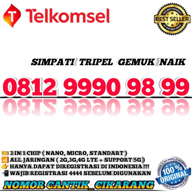 NOMOR CANTIK SIMPATI KARTU PERDANA NOMOR CANTIK TELKOMSEL NOMOR CANTIK SIMPATI SERI TRIPEL 999 888 7
