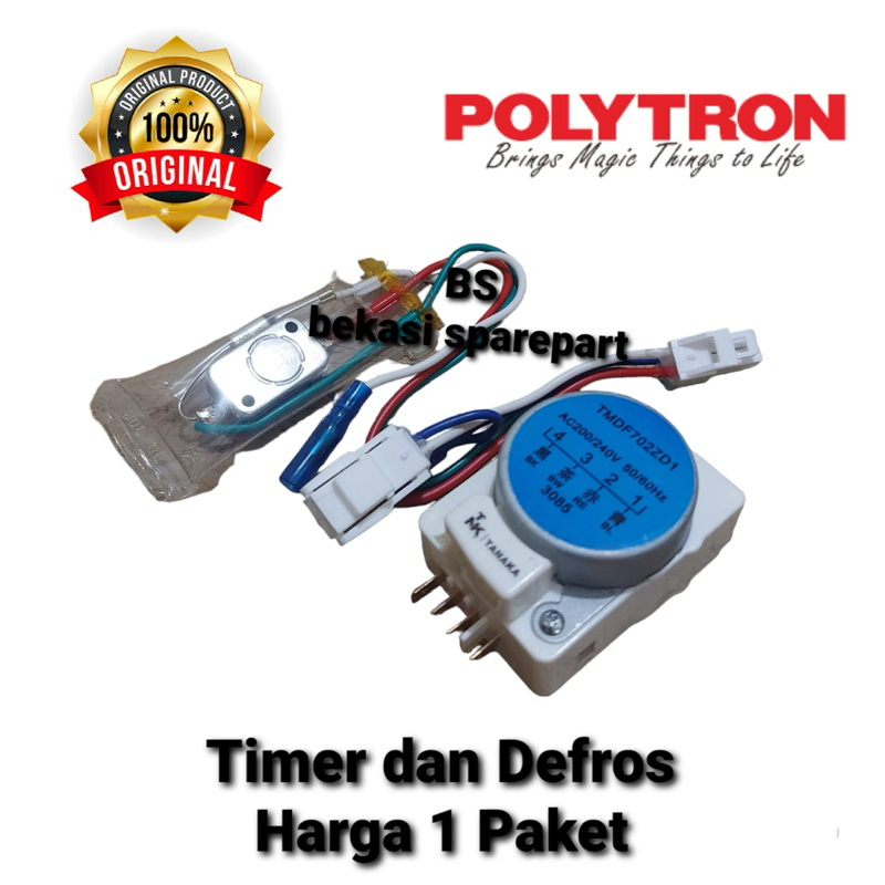 [ POLYTRON ]Timer Defrost fuse kulkas POLYTRON 2 pintu 1 Set