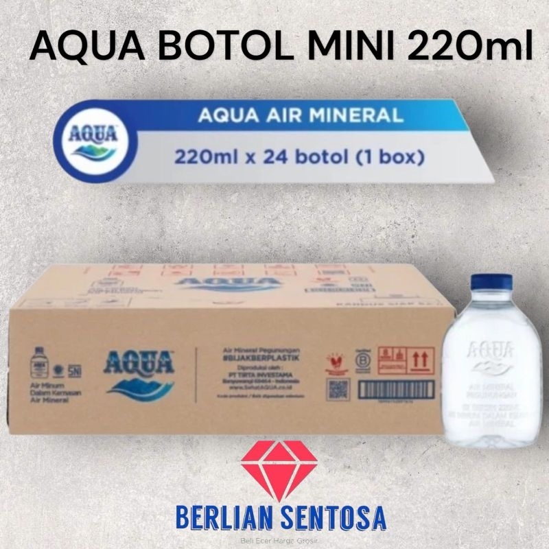 air mineral aqua botol mini 220ml DUS