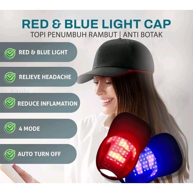 terapi rambut topi penumbuh rambut hair grow red blue infrared cap led terapi infrared penumbuh ramb