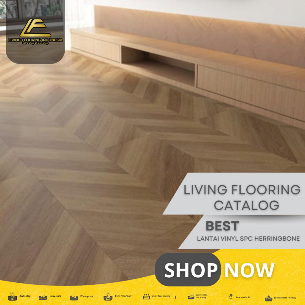 Lantai Vinyl SPC Marvel Chevron 4mm | Lantai Vinyl Motif Kayu