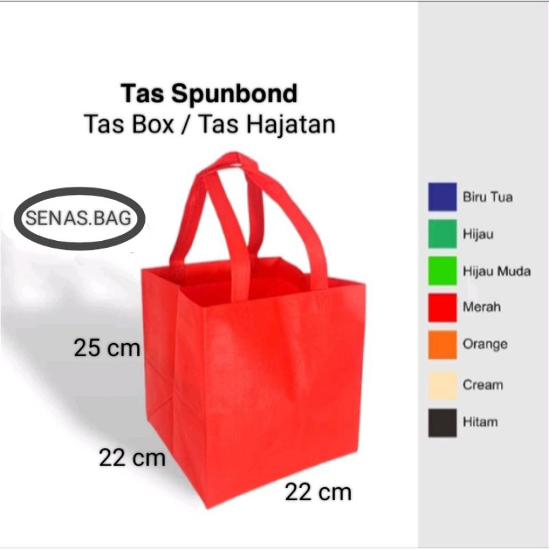 

(1 LUSIN isi 12pcs) Tas Spunbond Tas Box Nasi Tas Hajatan Ukuran 22x22x25 cm Tas Furing