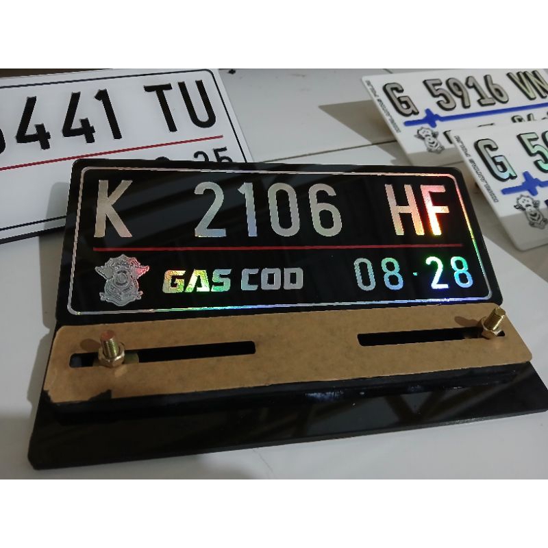 plat nomor motor akrilik hologram dobel cover