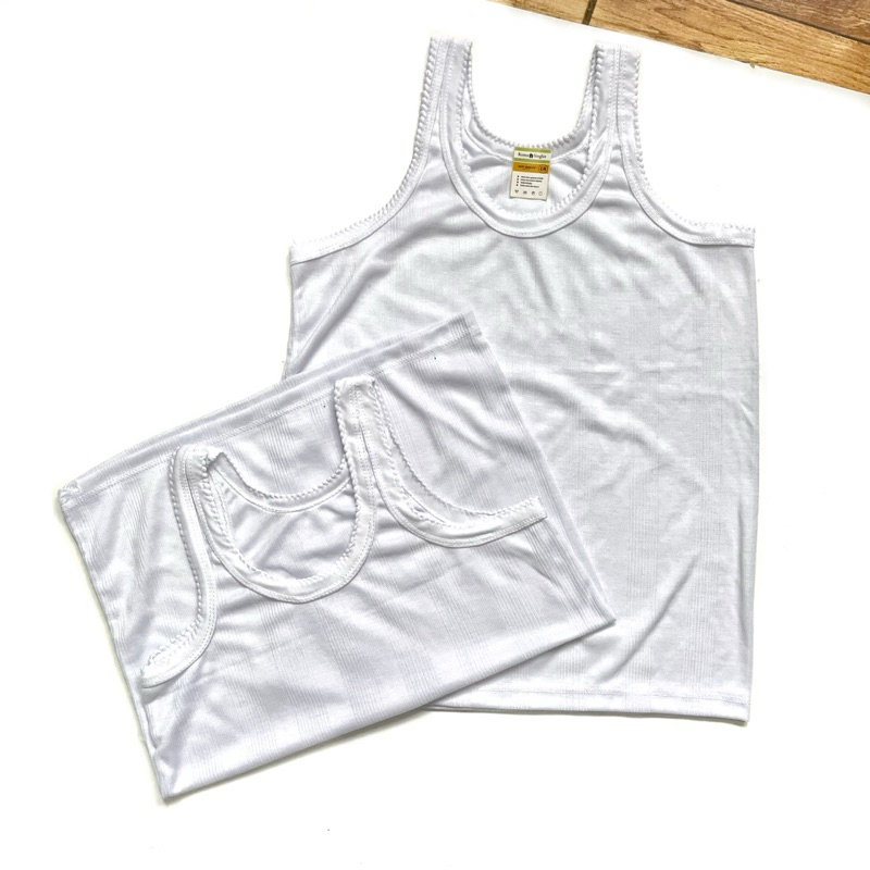 Singlet Anak SD Motif Salur Warna Putih Usia 6-15 Tahun