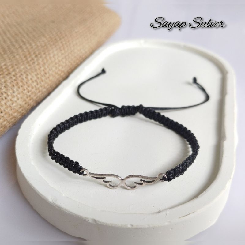 Gelang Sayap Rajut Charm Metal Gold Silver