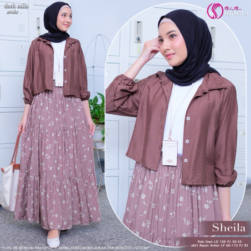 Shaula set 2 in 1 shofiya / original shofiya / one set shofiya / sheila shofiya / outger + skirt sho