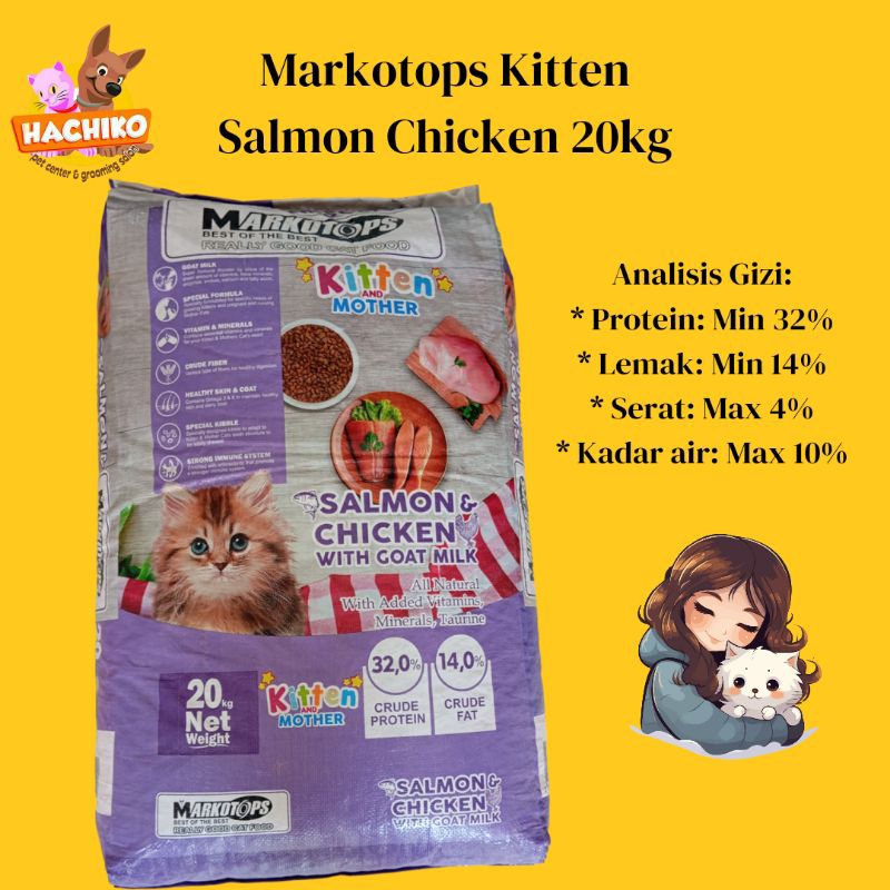 Markotops Kitten Salmon 20kg/Markotop Kitten Salmon 20kg/Markotop Kitten Salmon 20 kg (KHUSUS INSTAN