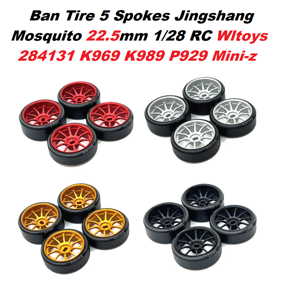 Ban Velg Metal Drift Tire 27mm 1/28 Mini RC Car Drift Wltoys 284131 K969 K979 K989 K999 P929 P939 IW