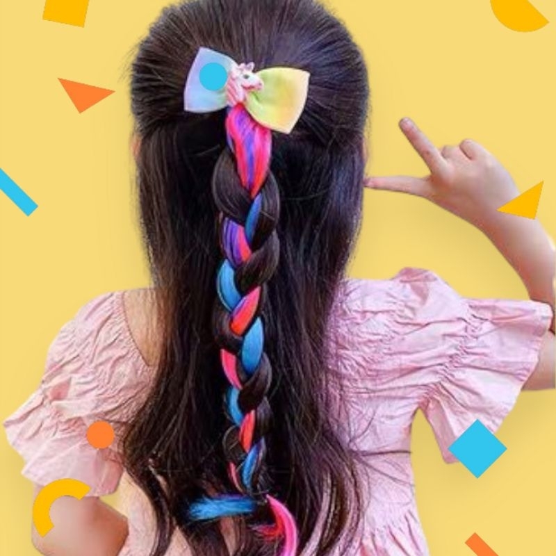 shoppinghappyid - Jepit Rambut Palsu Anak Wig Unicorn Pita