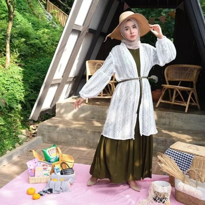 Long Outer Kondangan Cardigan Brokat Panjang Panjang