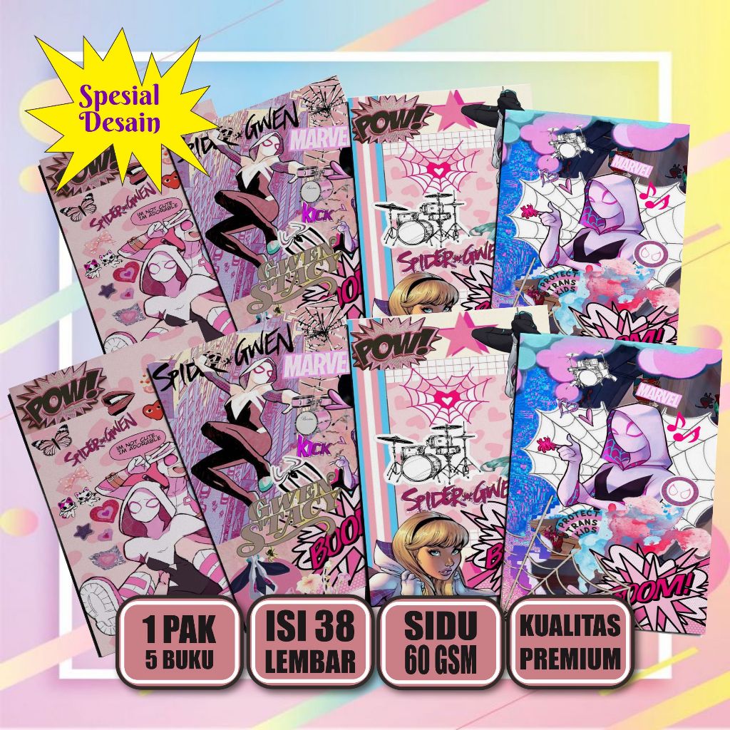 

Buku Tulis Custom SpiderGirl 38 Lembar (5Pcs) / Buku Tulis Sekolah