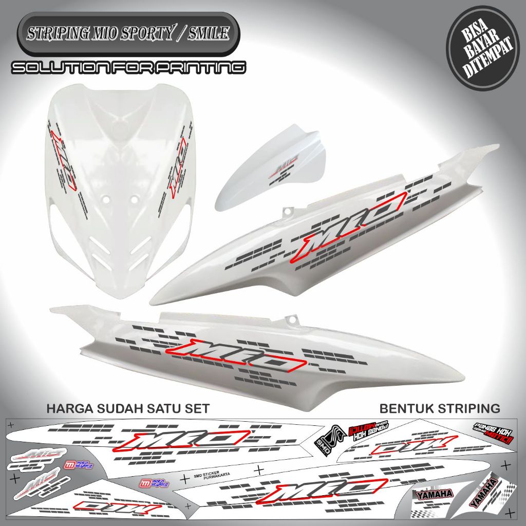 STRIPING STICKER VARIASI 33 GARIS MERAH YAMAHA MIO SMILE / MIO SPORTY