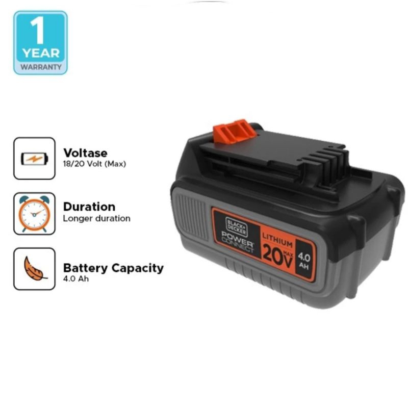 Baterai Battery Mesin Cordless 18V / 20V Black Decker 4AH Adaptor Adapter 4 AH Bor Multi Evo Multiev