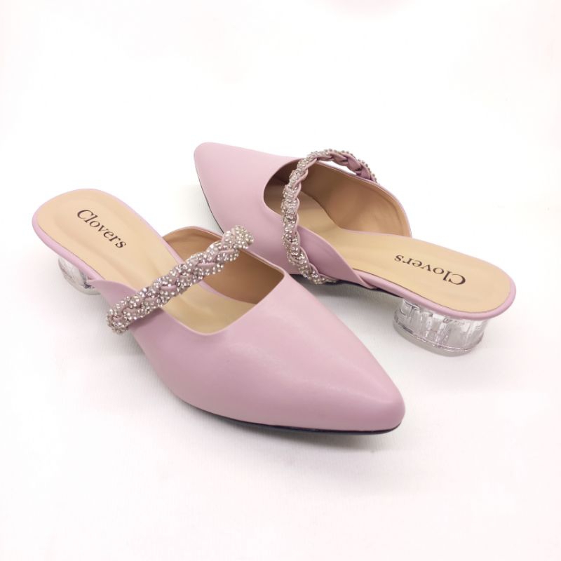 Clovers Shoes Sandal Pesta Pernikahan Wanita Sandal Harian Formal Sandal Wisuda Hak Kaca 3 Cm