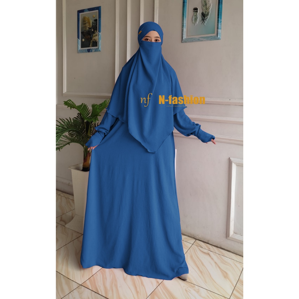 mecca gamis syar'i crinkle set khimar french terbaru
