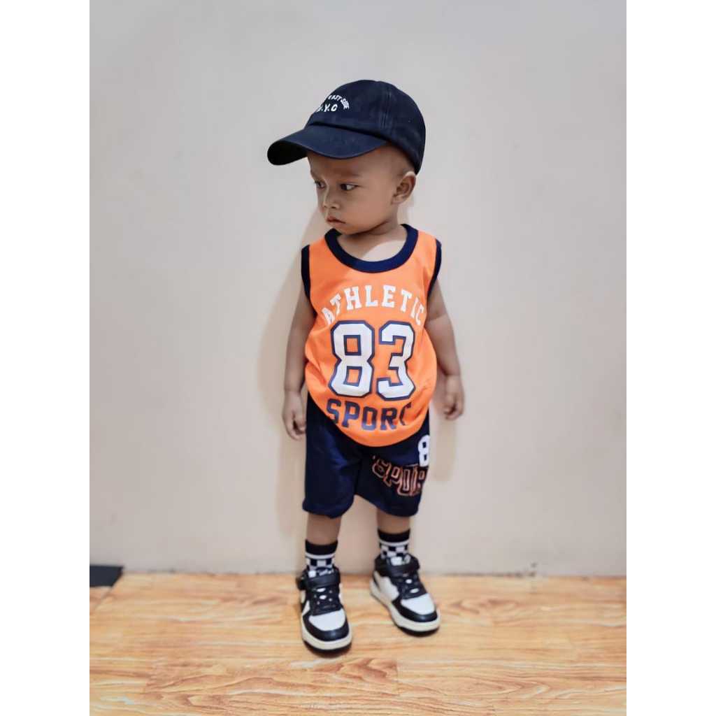 Setelan Anak Laki - Laki Model Singlet Motif Sablon Bahan Katun Premium Brand Lokal Kelfi Fashion