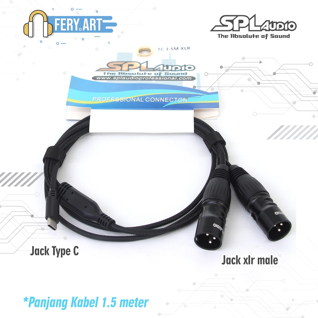 Jack HP ke Mixer Type C to Dual xlr SPL Audio