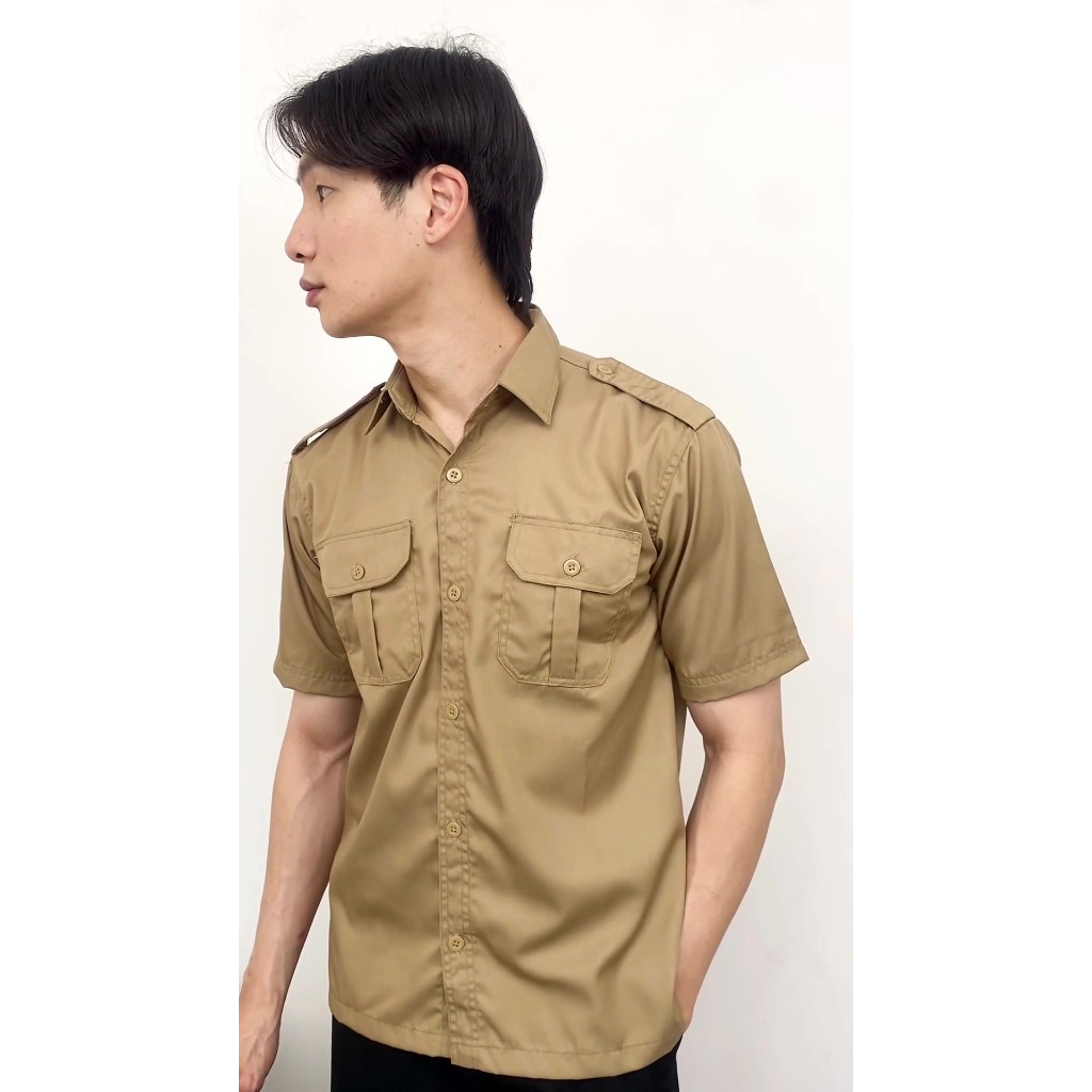 Kemeja PDL PDH Pria Baju Seragam Atasan Lapangan Safari Dinas Banyak Pilihan Warna Coklat Khaki Crea