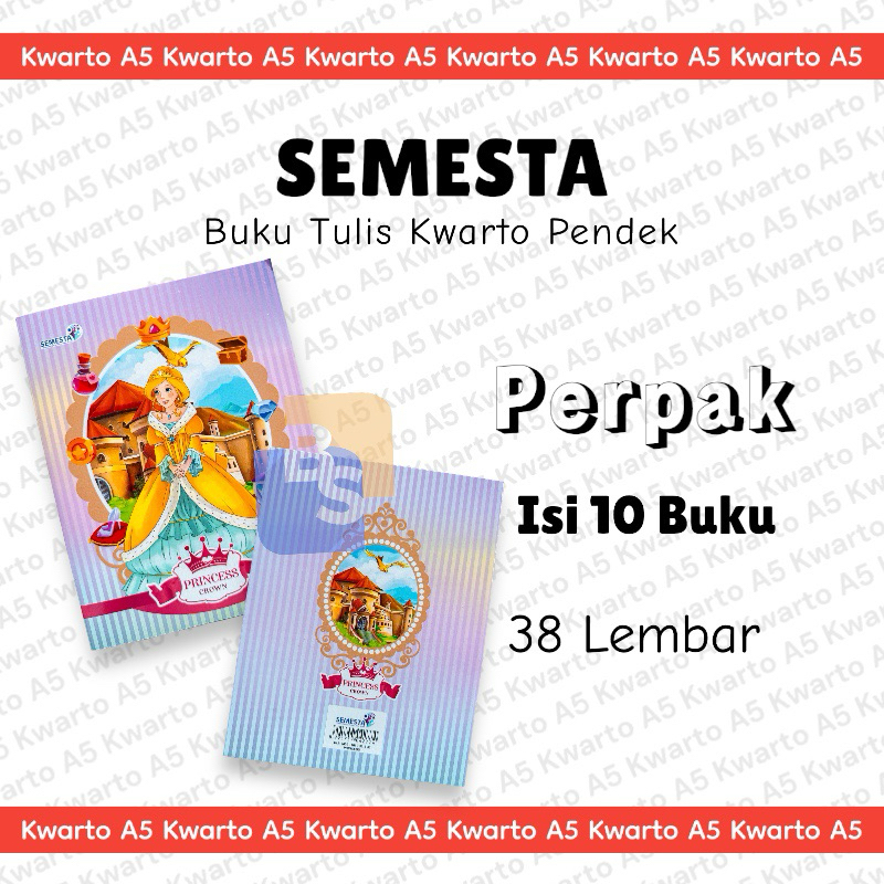 

10 buku - Buku Tulis SEMESTA Princess 38 Lembar Kwarto Pendek A5
