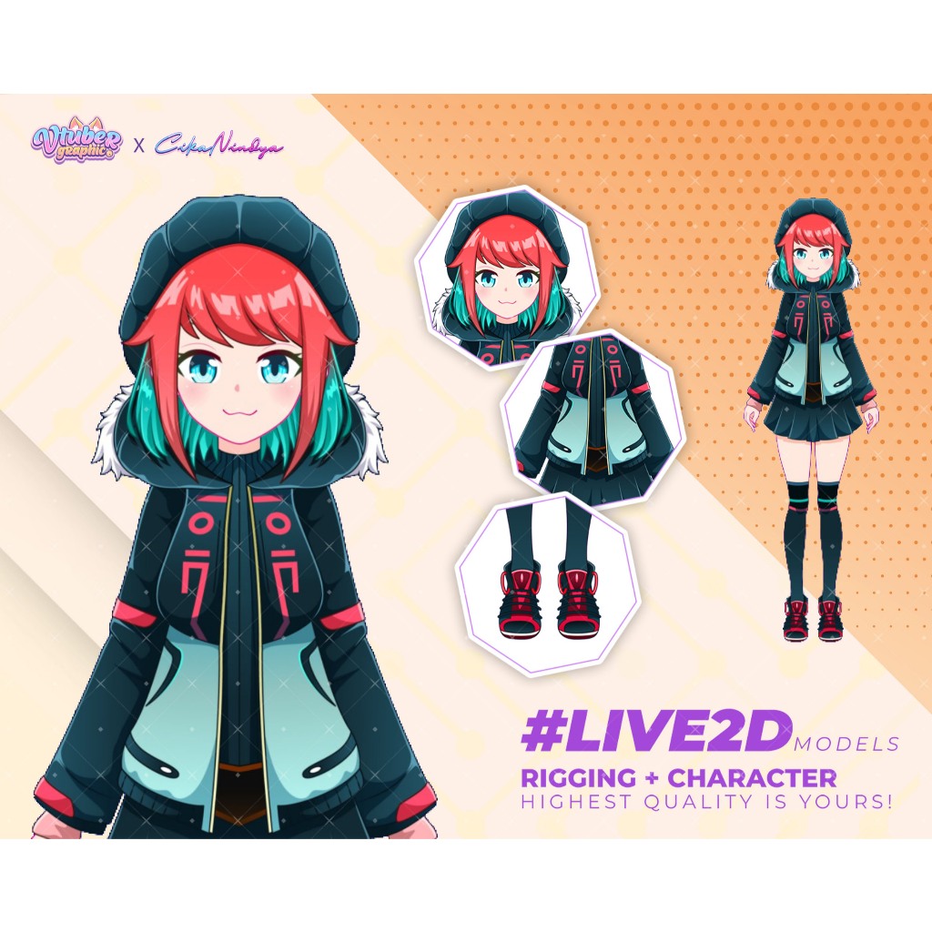 Optimalkan Live Streaming Anda dengan VTuber Live2D Model Modern, Komisi Vtuber, Live2D Streaming VT
