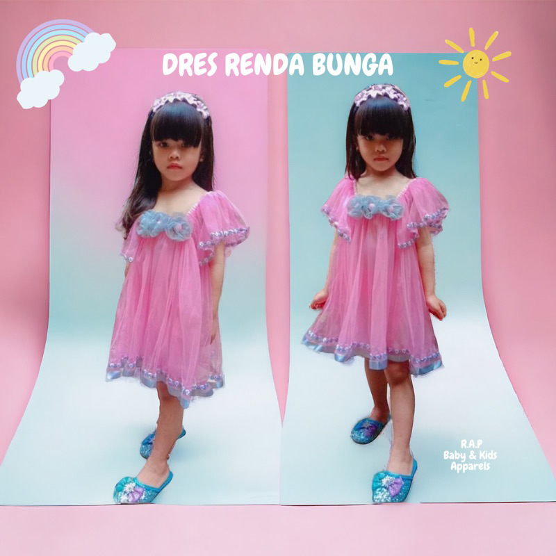 DRES ANAK PEREMPUAN / DRES ANAK RENDA BUNGA