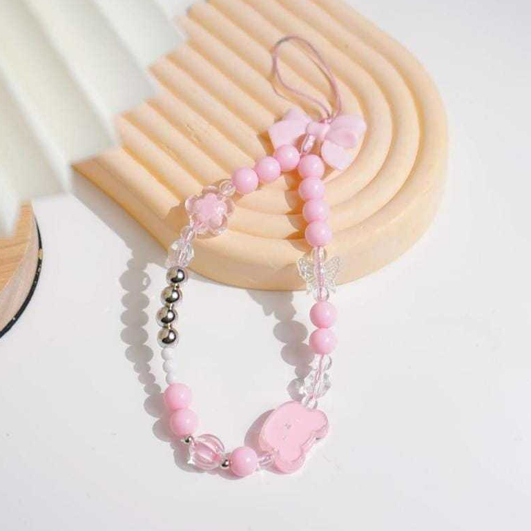 Gantungan HP Aesthetic [Pink] - Gantungan Manik - Lanyard HP Estetik - Gantungan HP Manik Lucu Murah