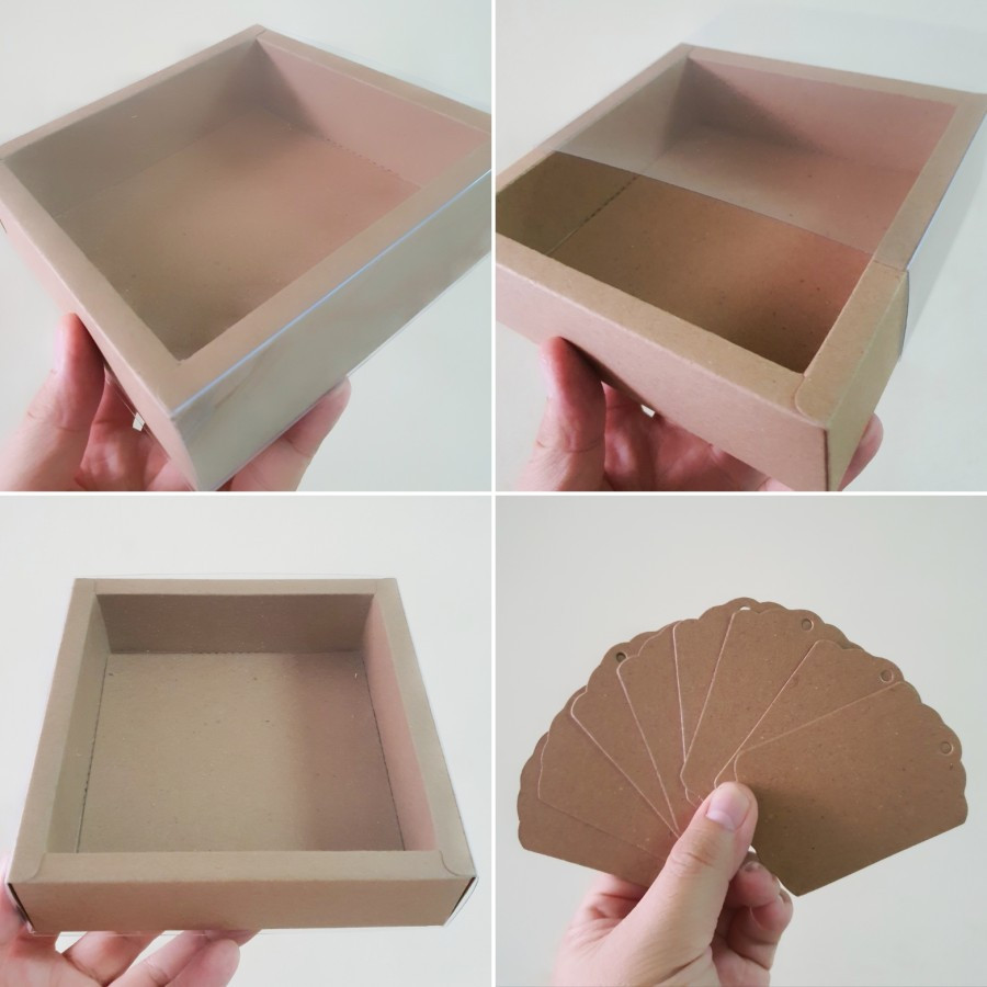 

( 5 pcs ) Dus Coklat Mika Transparan Hampers Pie Susu Size 13x13x4 cm Box Polos Packaging Brownies