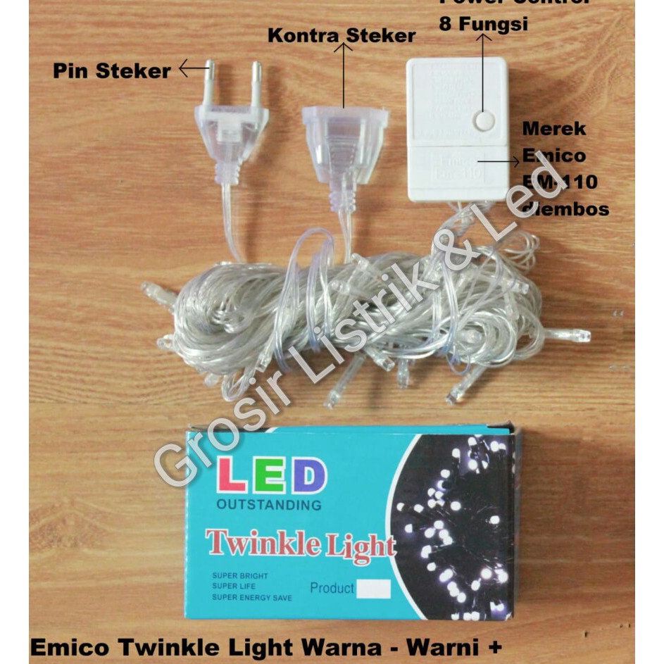 Stock Banyak Lampu Tumblr Emico Twinkle Light Warna  Warni  Kontra Steker EM  11 Kabel Transparant m