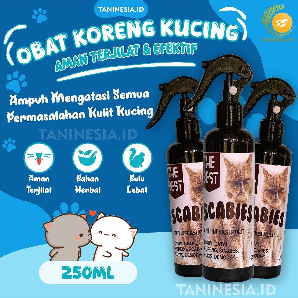 OBAT JAMUR KUCING SCABIES SPRAY AMPUH 250ML DEMODEX JAMUR KUTU KURAP GATAL ANTI INFEKSI KULIT AMPUH