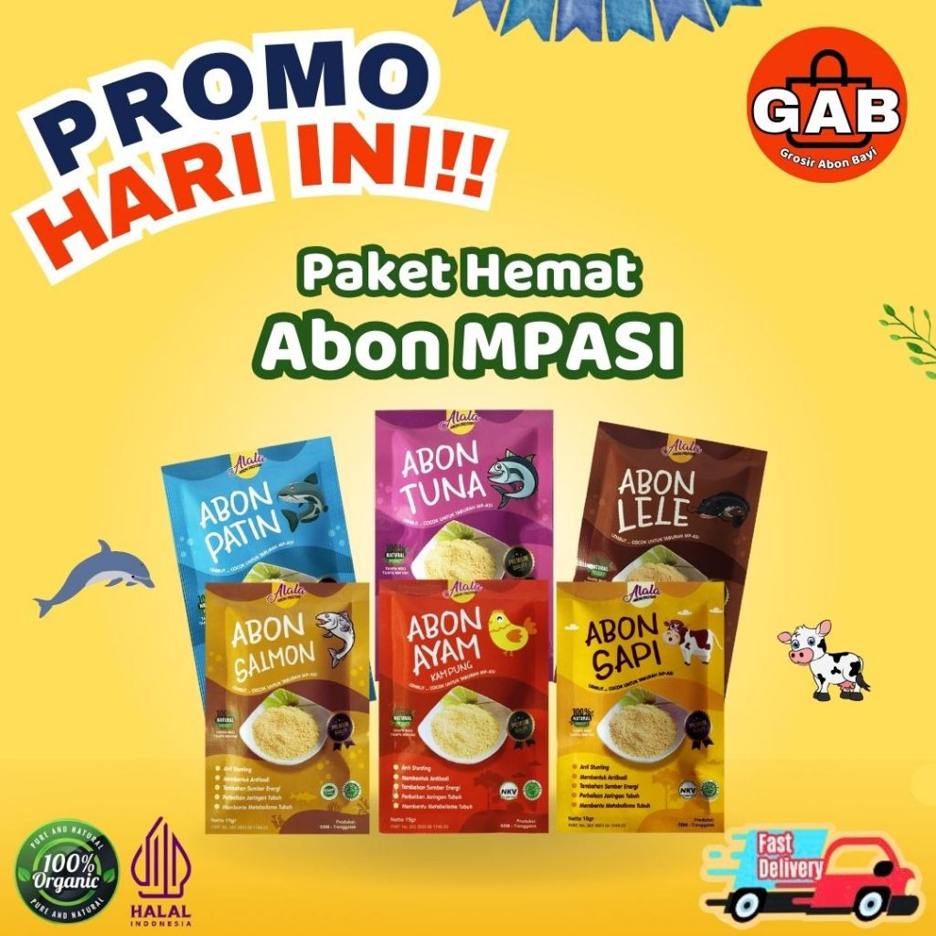 

ALALA ABON BAYI MPASI MAKANAN BAYI 8 BULAN - ABON SAPI - ABON AYAM - ABON SALMON - NON MSG