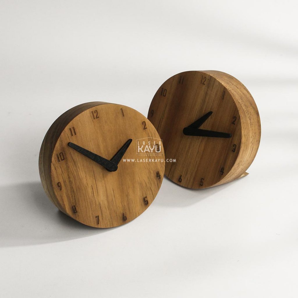Jam Kayu Stand Duduk Jam Meja Kayu Jati
