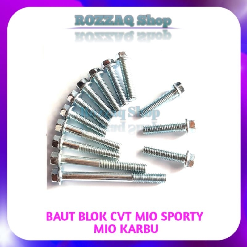 1 SET BAUT BLOK MESIN CVT MIO SPORTY MIO SMILE MIO LAMA BAUT BLOK MESIN MIO KARBU BAUT BLOC MESIN YA