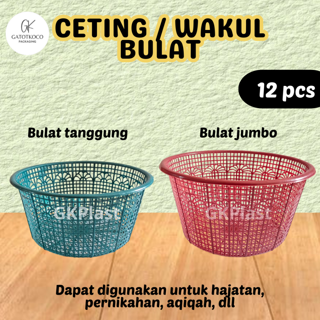(12 Pcs) Ceting/Wakul Bulat/ceting hajatan/keranjang nasi plastik/ceting plastik