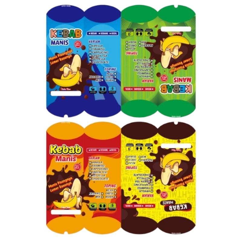 

50 Pcs Wadah Bungkus Kebab Pisang Manis / Dus Kebab Piscok Lumer