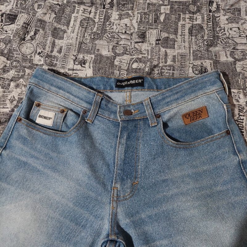 Celana Jeans Queenbeer Merle Light Blue Washed