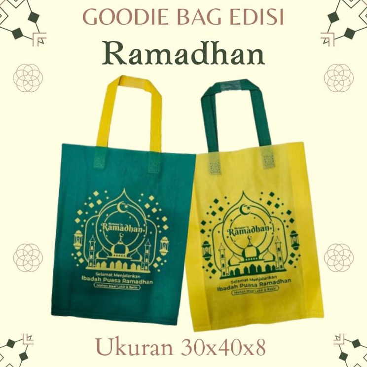 

Dijual Murah LUSINAN 12 PCS Tas RAMADHAN sablon 1 sisi Edisi Marhaban Ya Ramadhantas spunbond