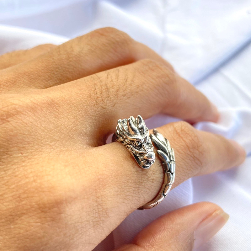 Cincin perak naga kecil imut free size